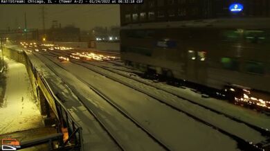 Hořící koleje v Chicagu