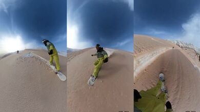 Snowboarding na sněhu pokrytém pískem