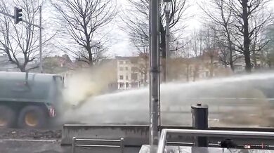 Protestující zemědělci v Belgii