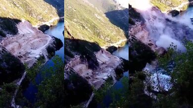 Odstřel lomu a sesuv půdy