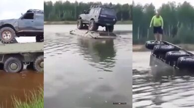 Nápad jak dostat vozidlo přes řeku...