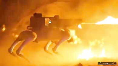 Robotický pes s plamenometem