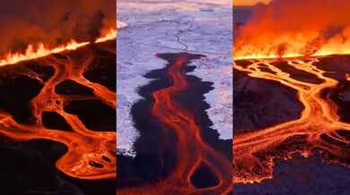 Láva po výbuchu islandské sopky