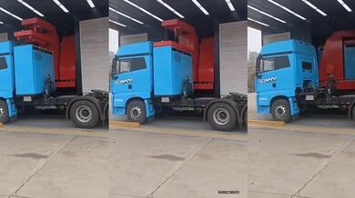 Výměnná stanice baterií pro elektrické nákladní automobily