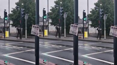 Muž v Londýně přeřízl dopravní kameru uprostřed dne