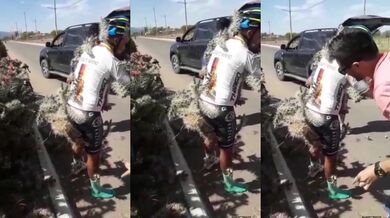 Cyklista spadl do pole s kaktusy