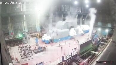 Požár turbogenerátoru v elektrárně