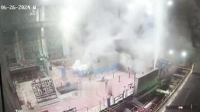 Požár turbogenerátoru v elektrárně