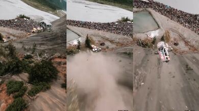 Neobvyklá tradice v malém aljašském městě: Staré vozy se posílají ze srázu