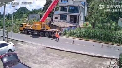 Odstranění stromu za asistence jeřábu neproběhlo podle plánu