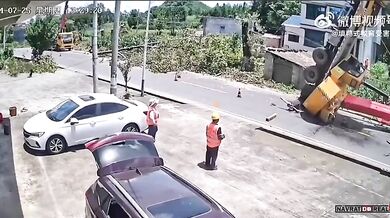 Odstranění stromu za asistence jeřábu neproběhlo podle plánu