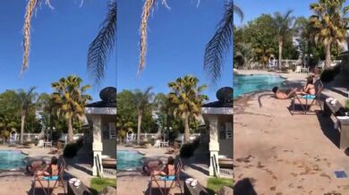 Nevydařený skok do bazénu