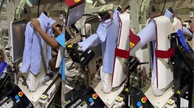 Stroj na žehlení a napařování košil