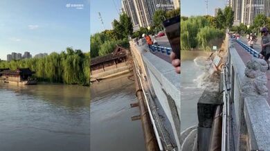 Zničený hausbót po nárazu do mostu