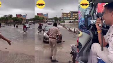 Policista ve městě zasaženém povodněmi fackuje porušovatele dopravních předpisů