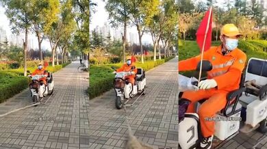 Moderní pouliční čistič