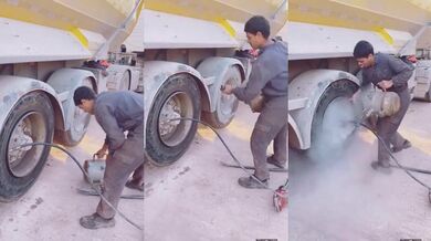 Nehoda s pneumatikou nákladního vozidla