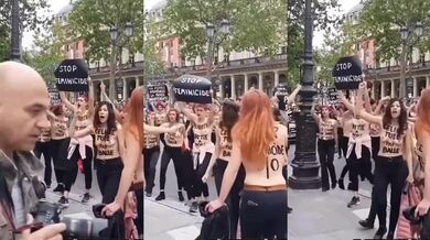 Demonstrantky nahoře bez