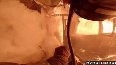 POV záběr zasahujícího hasiče