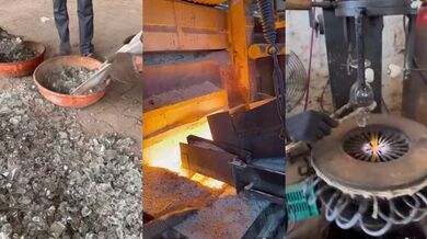 Výroba sklenic na víno v továrně v Indii