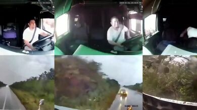 Ohnivá nehoda kamionů