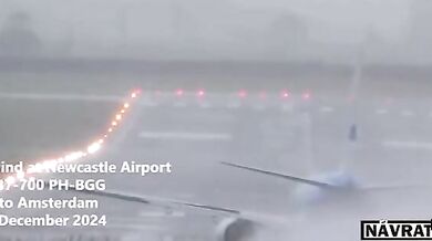 Riskantní vzlet během bouře Darragh