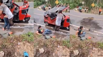 Řidič po nehodě vyhodil zákazníka ze svého tuktuku a z místa ujel