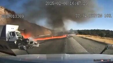 Ohnivá nehoda kamionu na dálnici