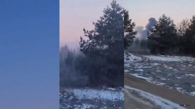 Vrtulník MI-8 sestřelující kamikaze dron