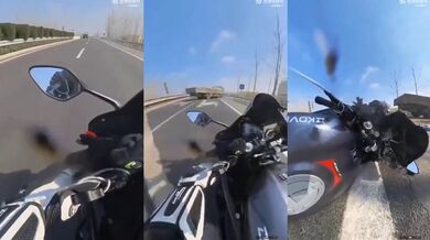 Motorkář nedobrzdil před odbočujícím náklaďákem