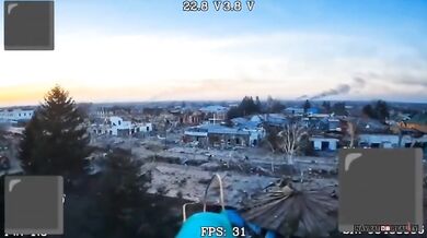 Přelet dronu nad ruským městem Sudža v Kurské oblasti