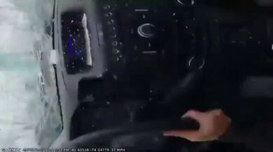 Dřevěná deska prolétla čelním sklem auta