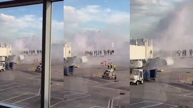 Požár motoru letadla American Airlines v Denveru