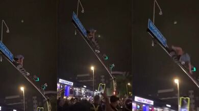 Fanoušek Floridy spadl ze semaforu při oslavách vítězství Gators