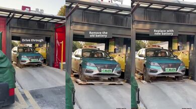 Výměna baterie u elektrického taxi v Číně trvá jen pár minut