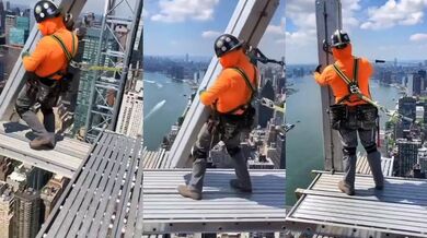 Výškové práce na mrakodrapu v New Yorku