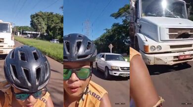 Cyklista blokující vozidla na silnici...