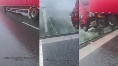 Řidič kamionu přežil pád mostu