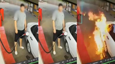 Mladík si hrál se zapalovačem při tankování...