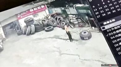 Výbuch pneumatiky během hustění