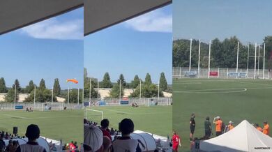 Tři parašutisté skončili ve stromech při finále světového turnaje U12 v Le Mans