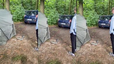 Pokus o chytré vytažení kolíku od stanu