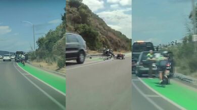 Cyklista narazil do policejní motorky zaparkované v cyklopruhu