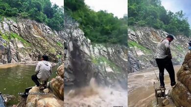 Sesuv kamenů během rybaření