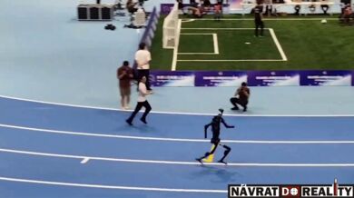 Nehoda robotického závodníka při běhu na 1500 metrů