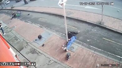 Nehoda motorkáře v Bogotě