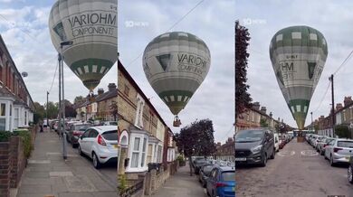 Nečekané přistání horkovzdušného balónu uprostřed ulice v Bedfordu