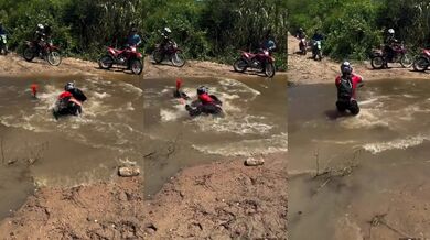 Přejíždění vody na motorce