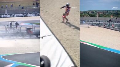 Motorka málem smetla kameramana při kvalifikaci MotoGP v Maďarsku