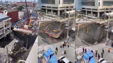 Obří kráter ochromil dopravu v Bangkoku u nemocnice Vajira